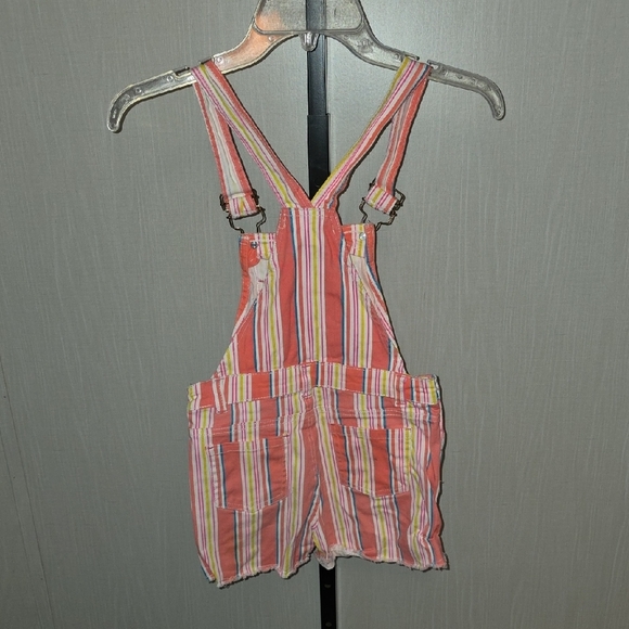 (J12) Girls Striped Overalls - Picture 3 of 3